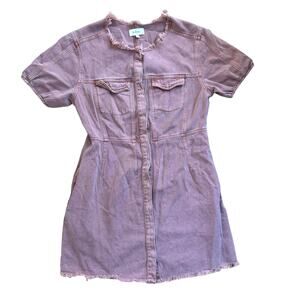 Bohme Denim Mini Dress Short Sleeve Faded Red Womens Size Medium